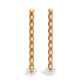 Check Gold & Ivory Dinner Candles, Set of 2