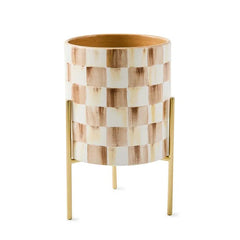 Mocha Check Tabletop Planter