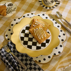 Bee Toile Round Scalloped Cork Back Placemats, Set of 4