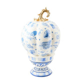 Royal Autumn Toile Tall Pedestal Pumpkin
