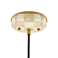Mocha Check 12" Dome Pendant Lamp