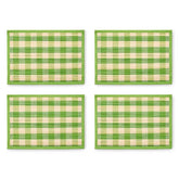 Green Woven Check Straw Placemats, Set of 4
