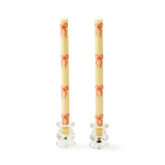 Pink Bow Dinner Candles, Set of 2