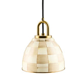 Mocha Check 8" Dome Pendant Lamp