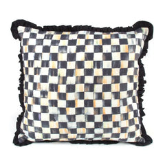 Courtly Check Ruffled Square Throw Pillow