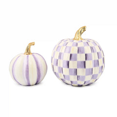Classic Mocha Stripe Small & Check Medium Pumpkin Set