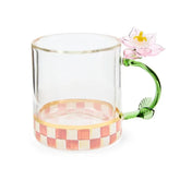 Rosy Check Flower Glass Mug
