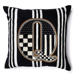 Monogram "Q" Beaded Throw Pillow