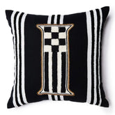 Monogram "I" Beaded Throw Pillow