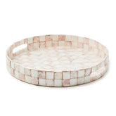 Rosy Check Capiz Round Tray