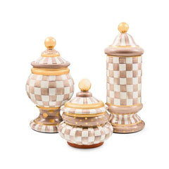 Mocha Check Ceramic Column Canister