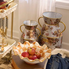 Wild Rose Galvanized Small Milk Can