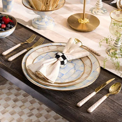 Black and White Check Wood Napkin Rings, Set of 4
