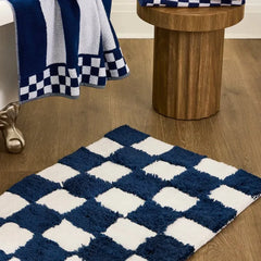 Checkerboard Indigo Bath Rug
