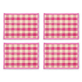 Pink Woven Check Straw Placemats, Set of 4