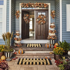 Welcome Awning Stripe Double Door Entrance Mat