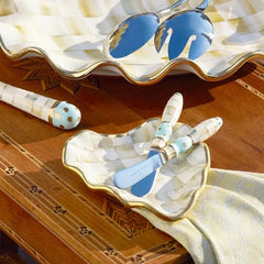 Parchment Check Fluted Heart Plate