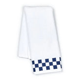 Hand Towel with Indigo Check Border