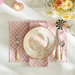 Pink Check Napkin, Set of 4