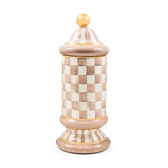 Mocha Check Ceramic Column Canister