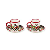 Deck the Halls Espresso Cup & Saucer, Set of 2
