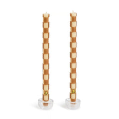 Check Gold & Ivory Dinner Candles, Set of 2