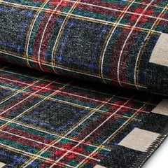 Stewart Tartan Black 3' x 5' Washable Rug