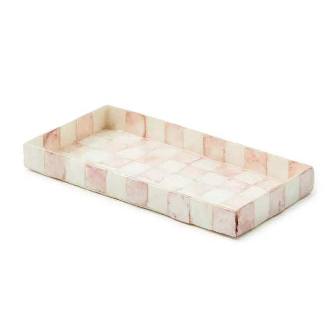 Rosy Check Capiz Vanity Tray