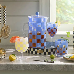 Blue Check Acrylic Pitcher