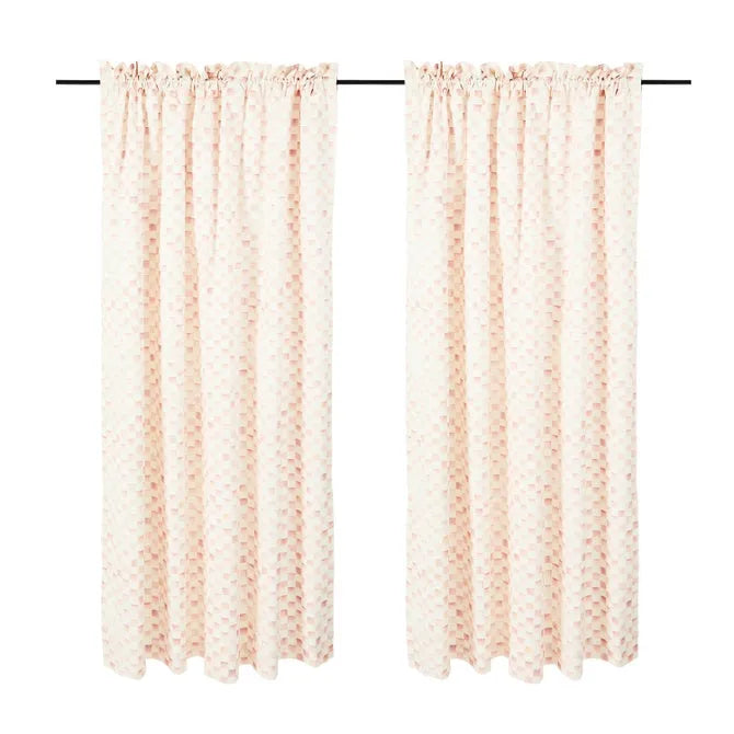 Rosy Check 84" Curtain Panel