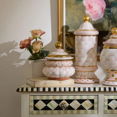 Rosy Check Ceramic Groovy Canister