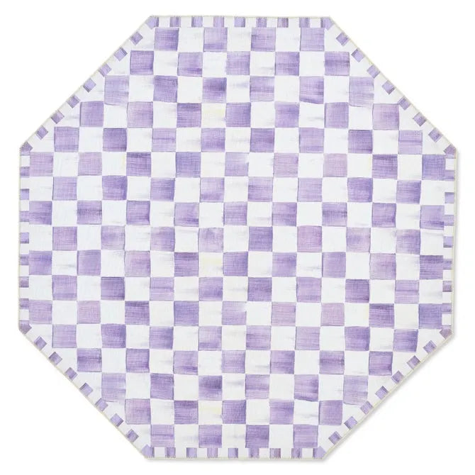 Violet Checkered 6' Octagon Washable Rug
