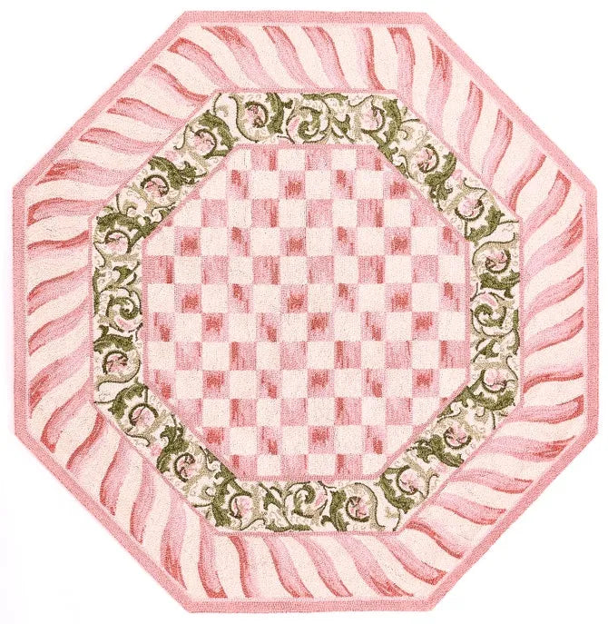 Rosy Check 6' Octagon Rug