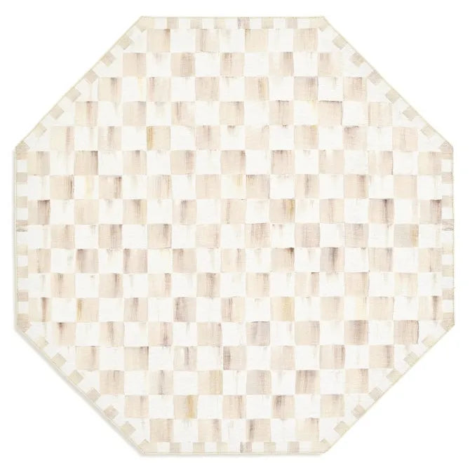 Mocha Checkered 6' Octagon Washable Rug