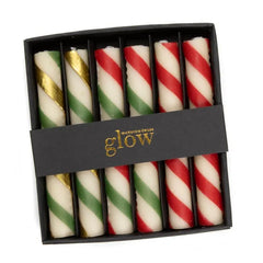 Mini Candy Cane Dinner Candles, Set of 6