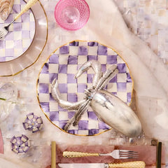 Violet Check Ceramic Fluted Dinner Plate