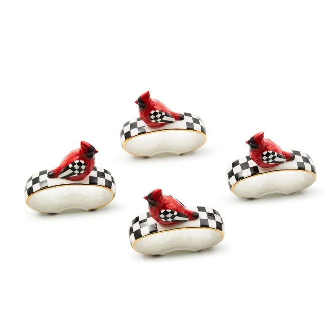 Cardinal Toile Napkin Rings, Set of 4