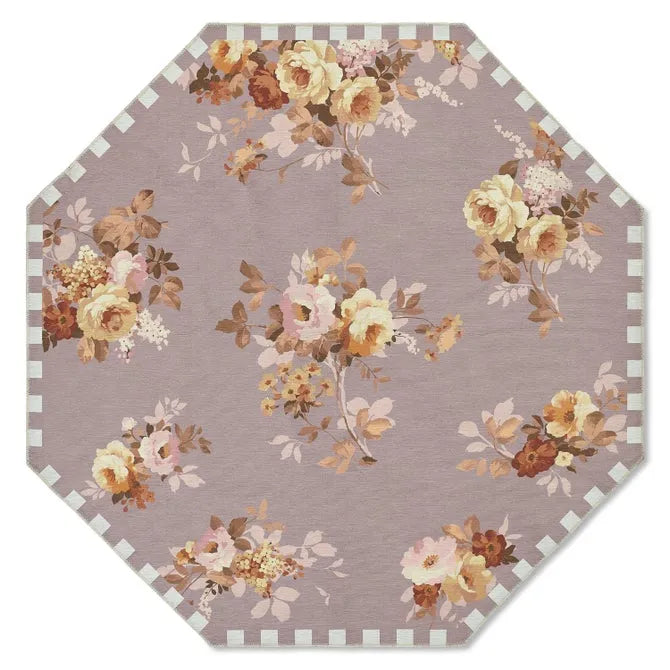 Taupe Wild Rose 6' Octagon Washable Rug
