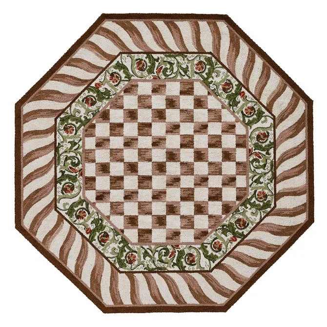 Mocha Check 6' Octagon Rug