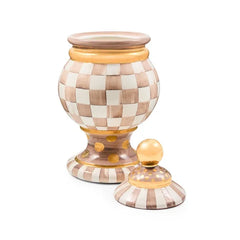 Mocha Check Ceramic Globe Canister