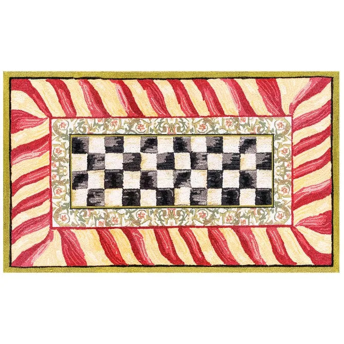 Courtly Check Red & Gold 3' x 5' Washable Rug