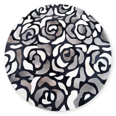 Abstract Roses Hair on Hide Grey 6' Round Rug