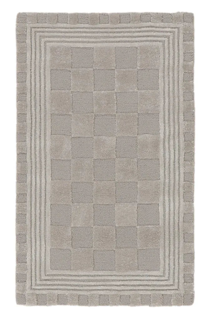 Light Grey Tonal Check 2'3" x 3'9" Rug