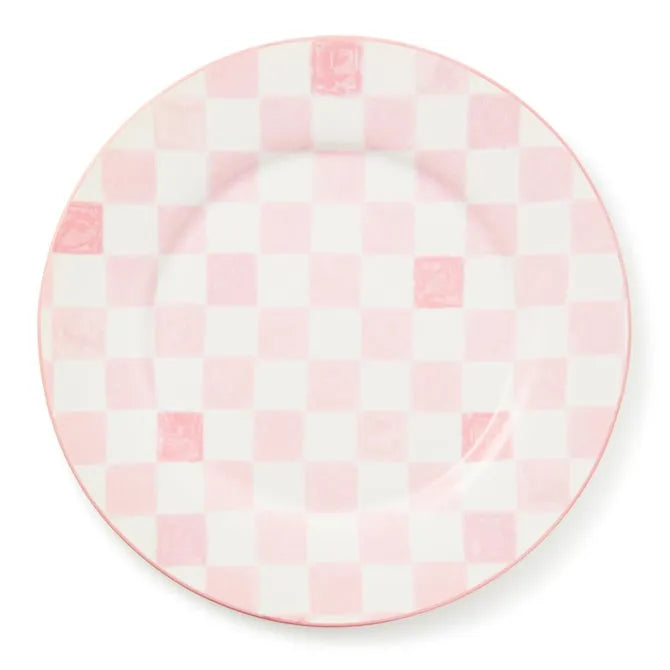 Pink Check Round Platter