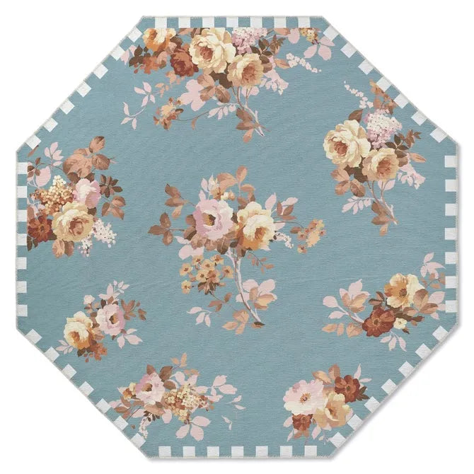 Slate Wild Rose 6' Octagon Washable Rug