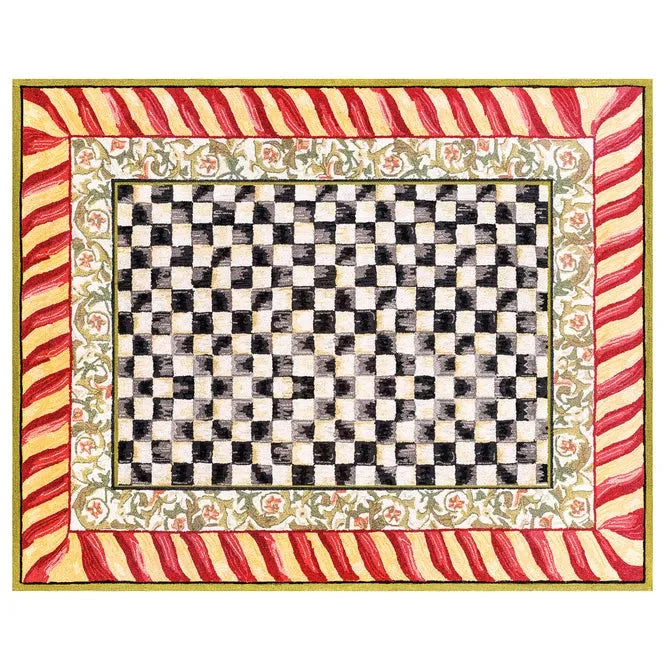 Courtly Check Red & Gold 8' x 10' Washable Rug