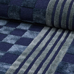Indigo Blue Tonal Check 2'3" x 3'9" Rug