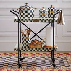 Rosy Check 2-Tier Kitchen Cart