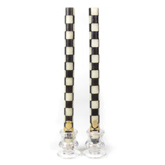 Check Gold & Ivory Dinner Candles, Set of 2