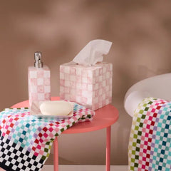 Rosy Check Capiz Boutique Tissue Box Cover